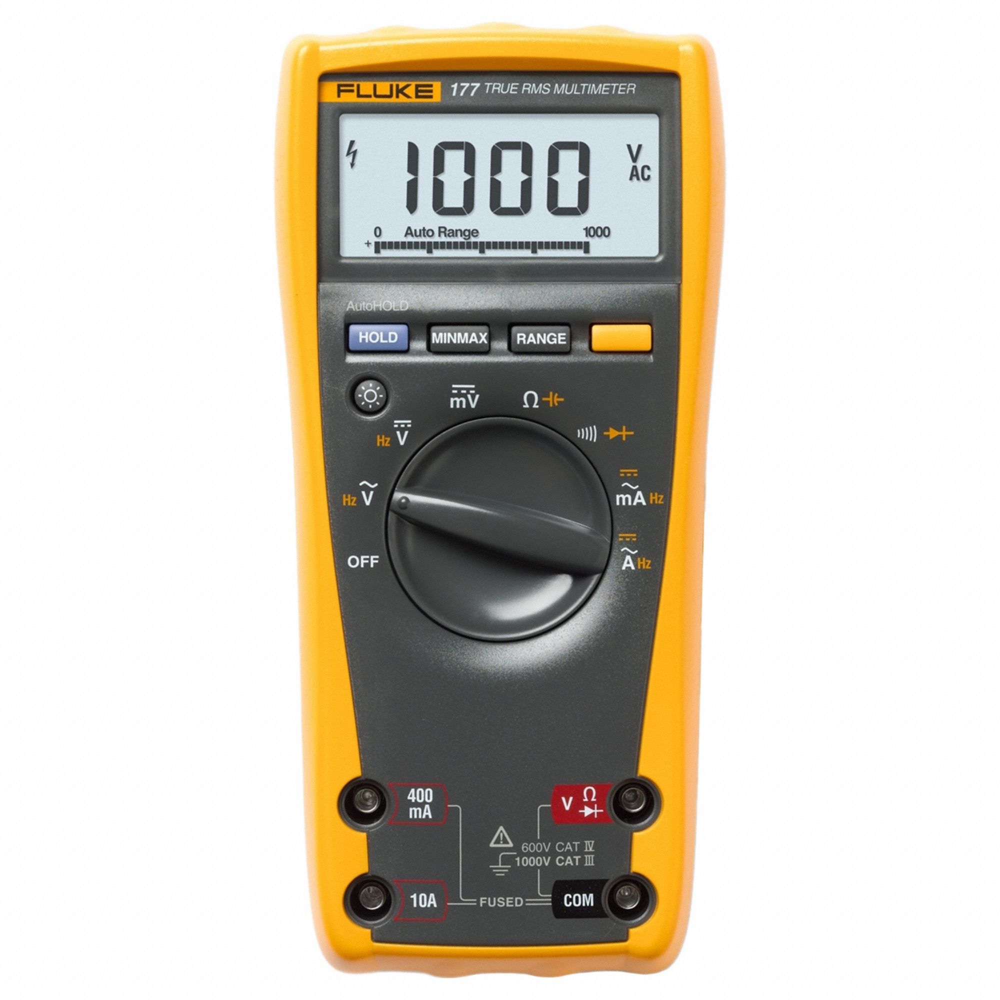 Digital Multimeter: TRMS, CAT III 1000V/CAT IV 600V, 1, 000 V Max AC Volt Measurement