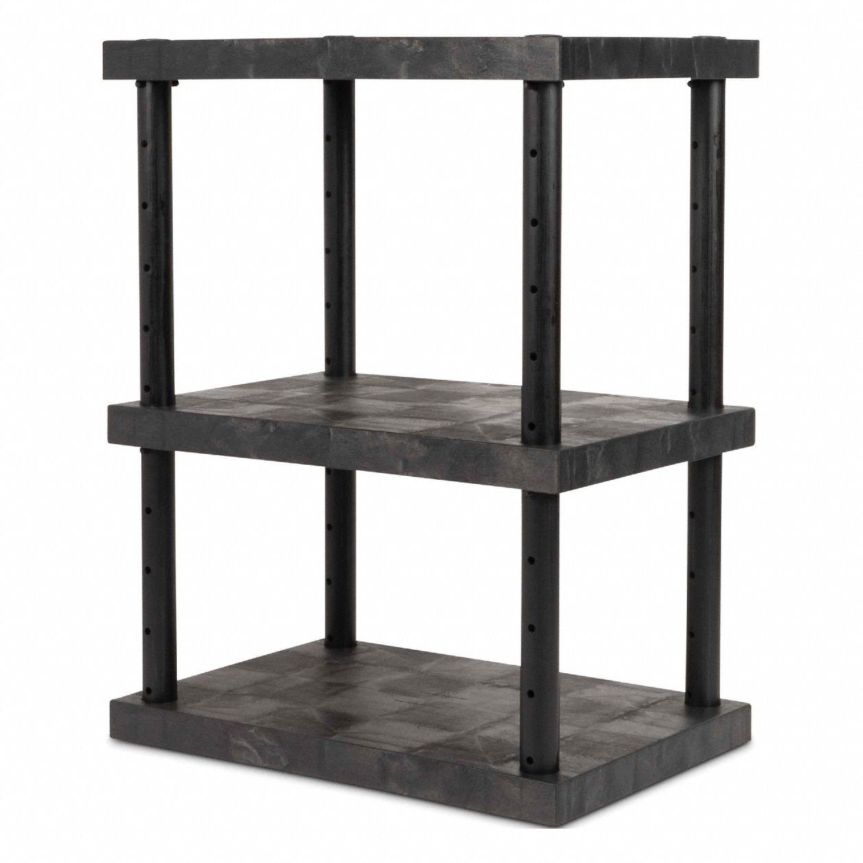 Plastic Shelving: 36 in x 24 in, 48 in Overall Ht, 3 Shelves