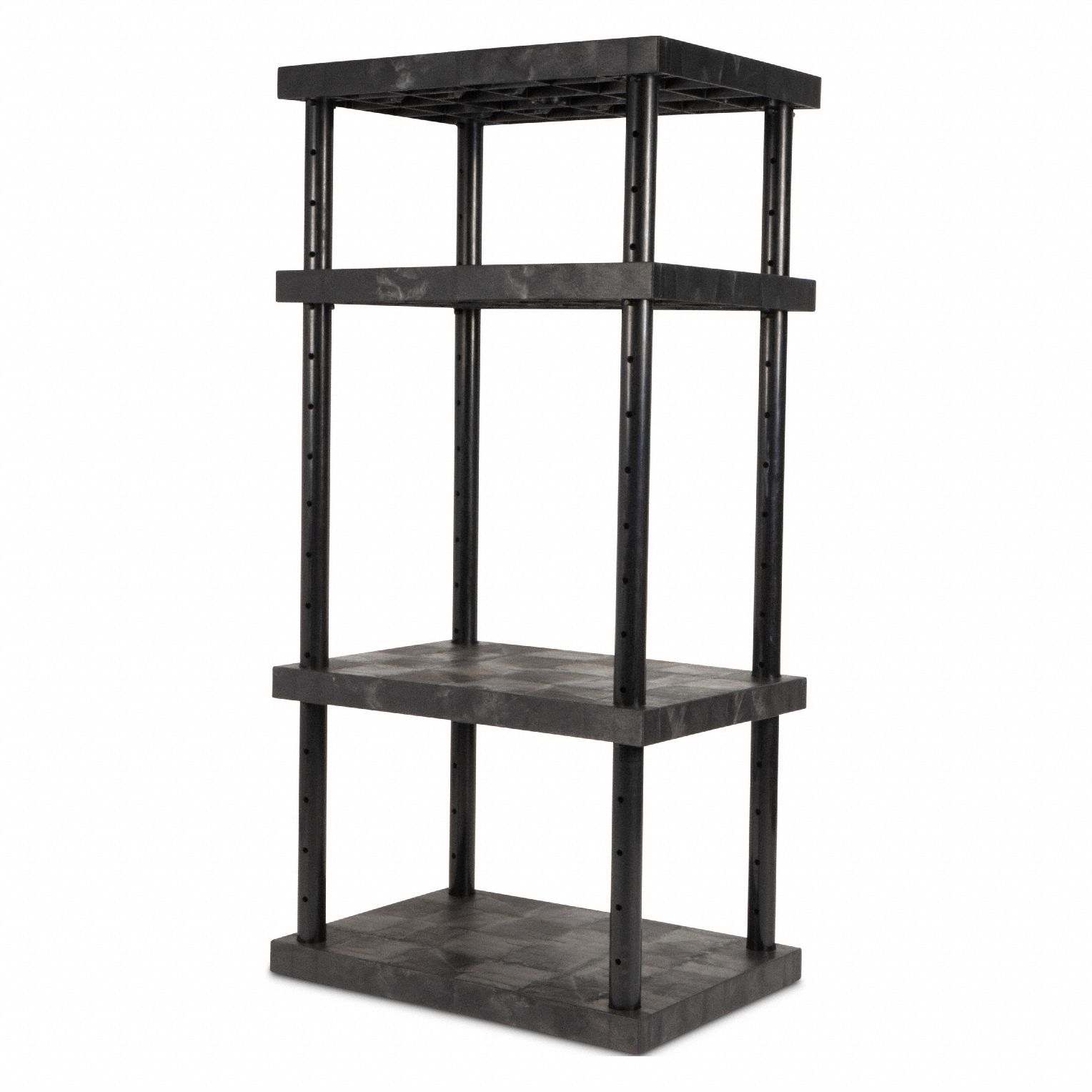 Plastic Shelving: 36 in x 24 in, 72 in Overall Ht, 4 Shelves