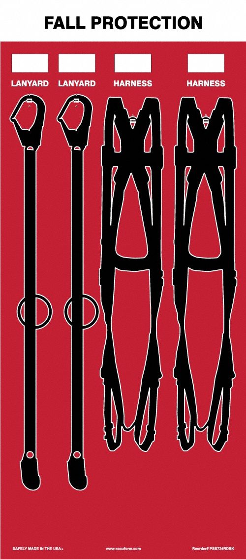 Shadow Board: Shadow Board, 30 in x 68 in, Red / Black, 68 in Board Ht, Red, Black