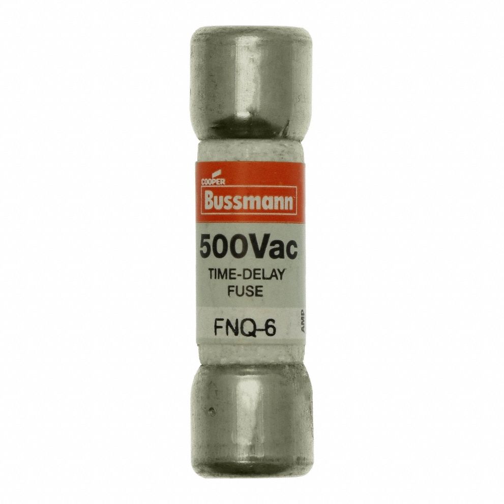 Fuse: FNQ Series, Midget, Time-Delay, 6 A, 500 V AC, 13/32 in x 1 1/2 in, Non-Indicating