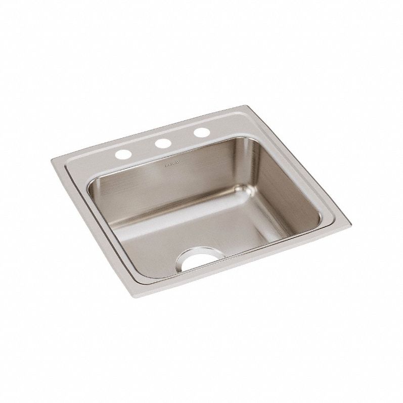 SINGLE BOWL DROP- IN SINK: ELKAY, 19½ IN L, 19 IN W, 16 IN X 13½ IN BOWL SIZE