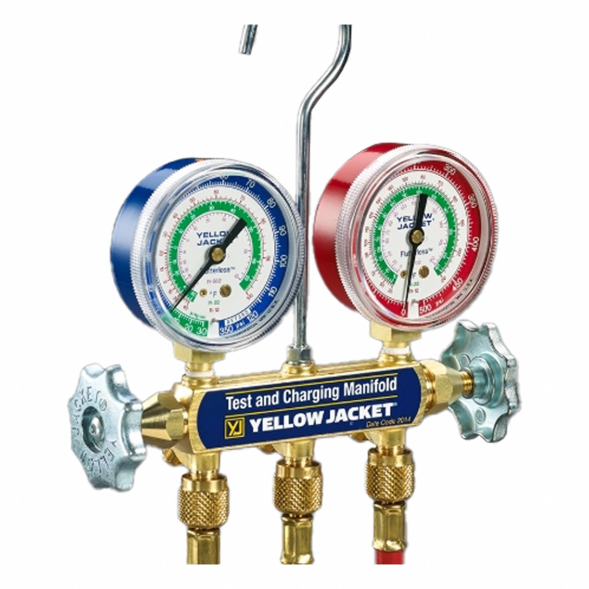 Manifold Gauge: 2 Valves, 3 Hoses, Series 41, 2 1/2 in Gauge, For R-410A
