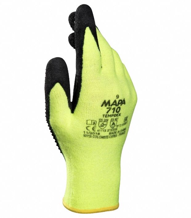Heat Resistant Gloves, Nitrile, Ylw, 9, PR