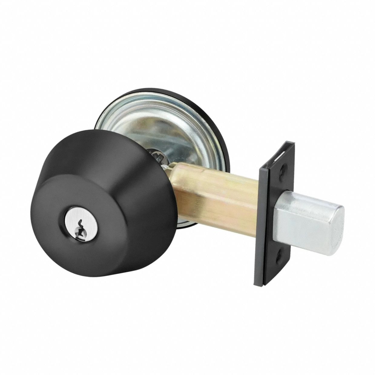 Deadbolt Lock: Cylindrical, 1 3/8 in Door Thick - Max, Chrome