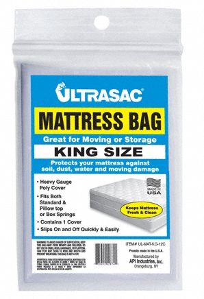 Mattress Bag: 2 mil Thick, 78 in Wd, 10 in Dp, 96 in Lg, Gusseted, King Mattress Size