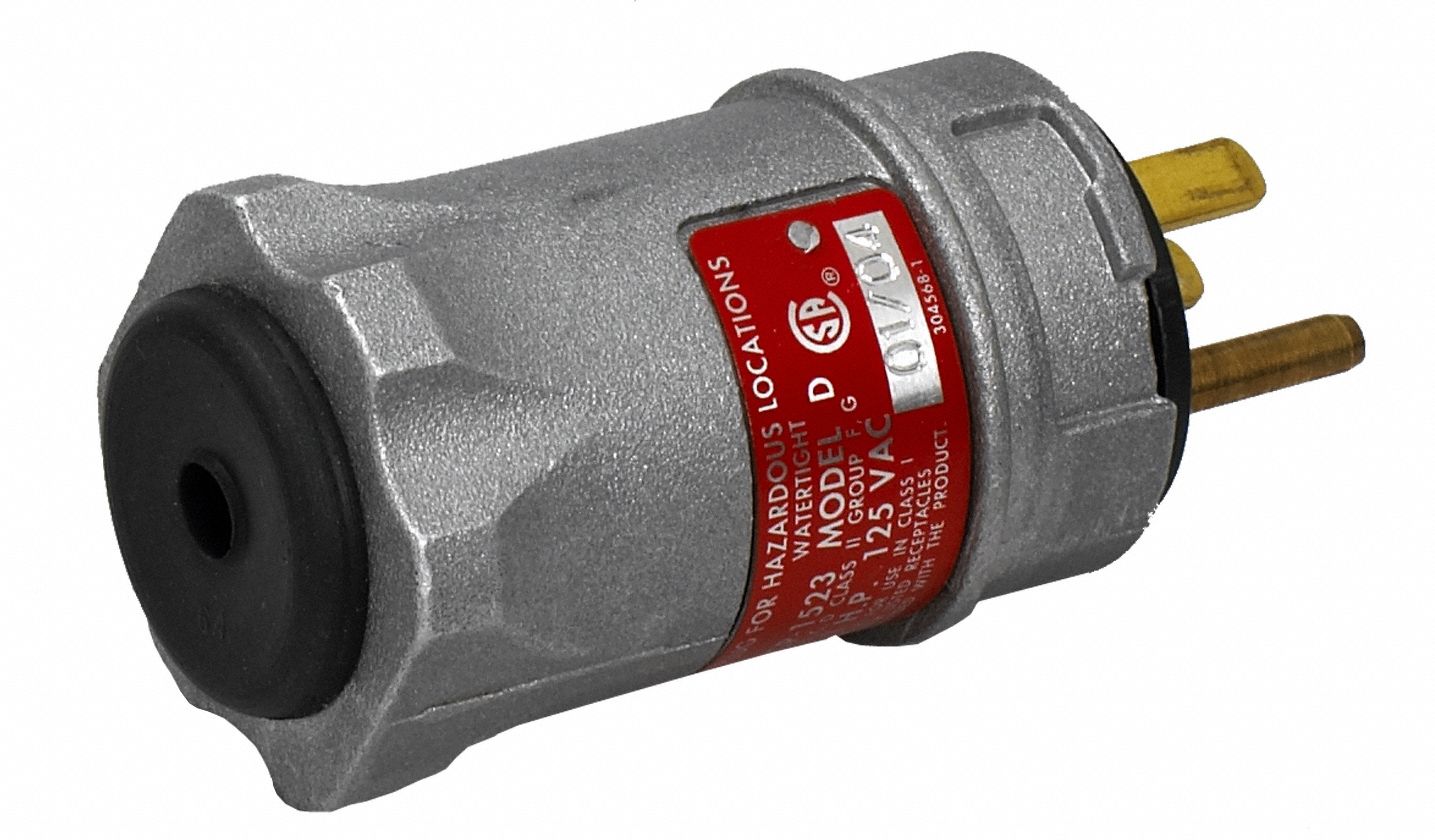 Straight Blade Plug 15 A Gray