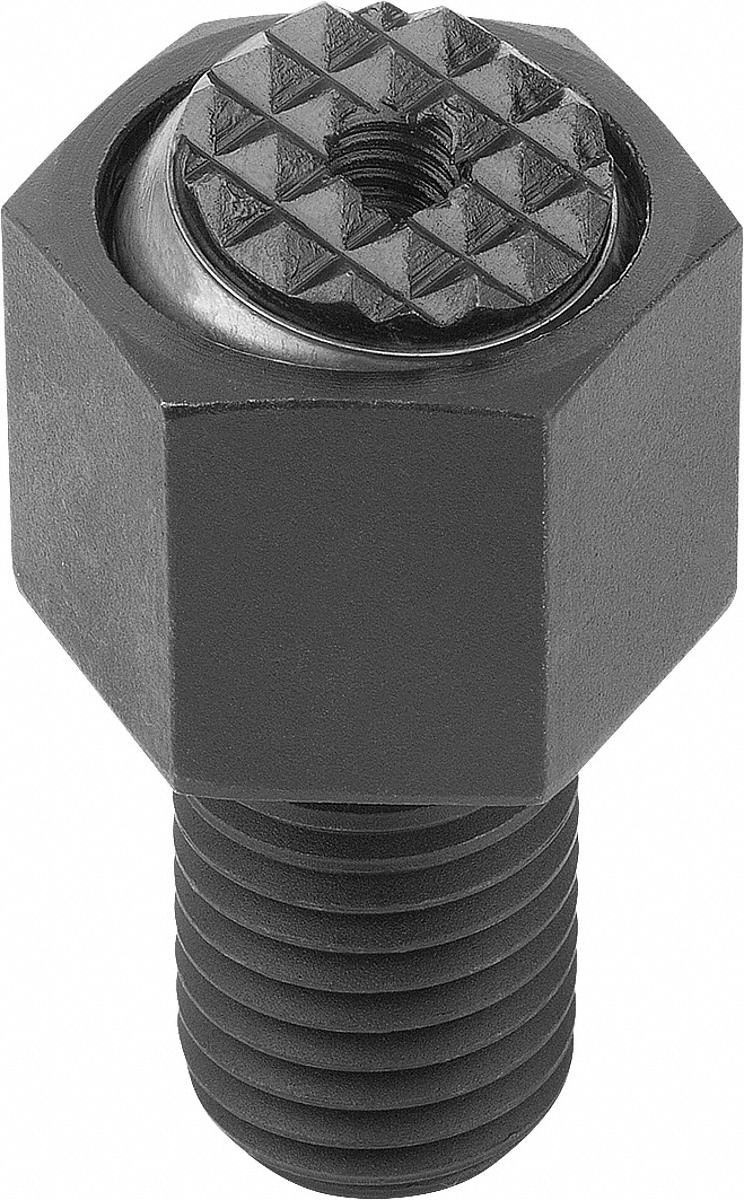 KIPP, Steel Pad, M12, Threaded Gripper w/Serrated Pad 801YD4K0289