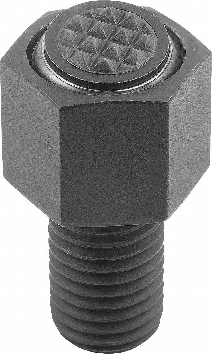 Threaded Gripper w/Serrated Pad: Carbide-Tipped Steel Pad, M16, 25 mm Thread Lg, 16 mm Pad Dia