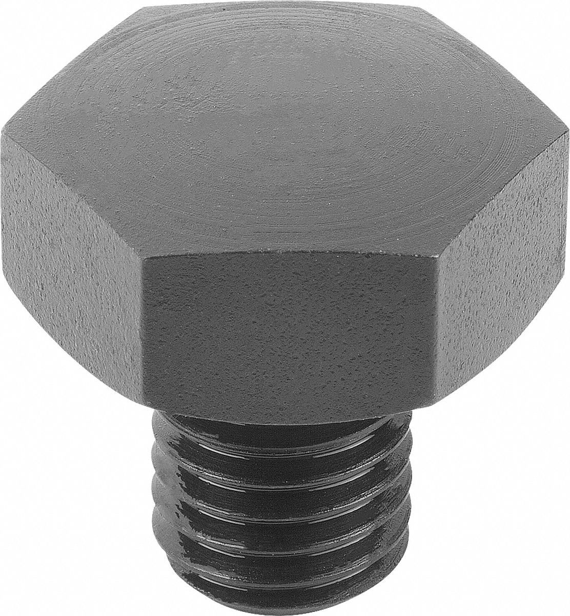 Positioning Foot w/Convex Face: External Threads, Convex, Steel, M10 Thread Size, Black Oxide