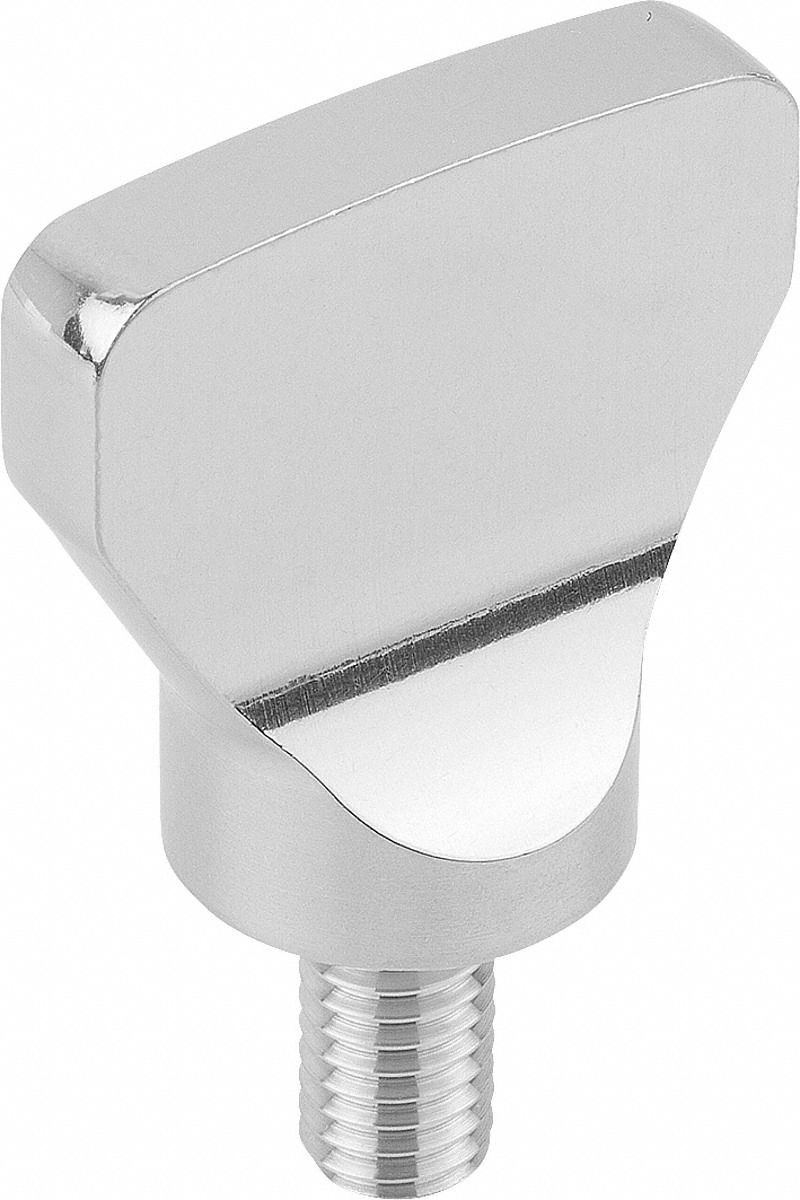 Thumb Screw: 10 mm Lg, Unslotted, Smooth, Wing, 316, Stainless Steel, Plain