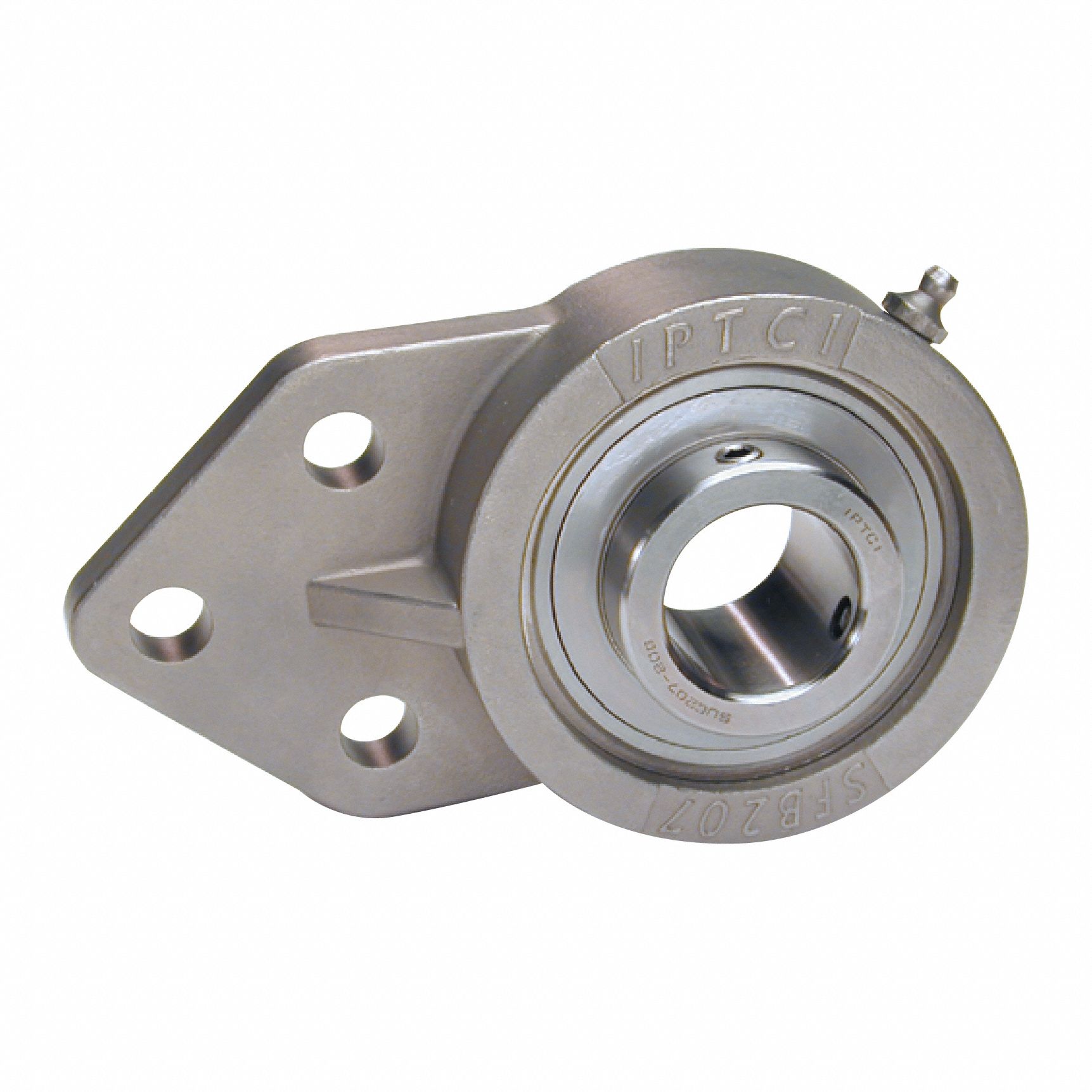 Flange Mount Bearings: Radial Ball, 1 1/4 in Bore, SS, Set Screws, 3 1/4 in Lg