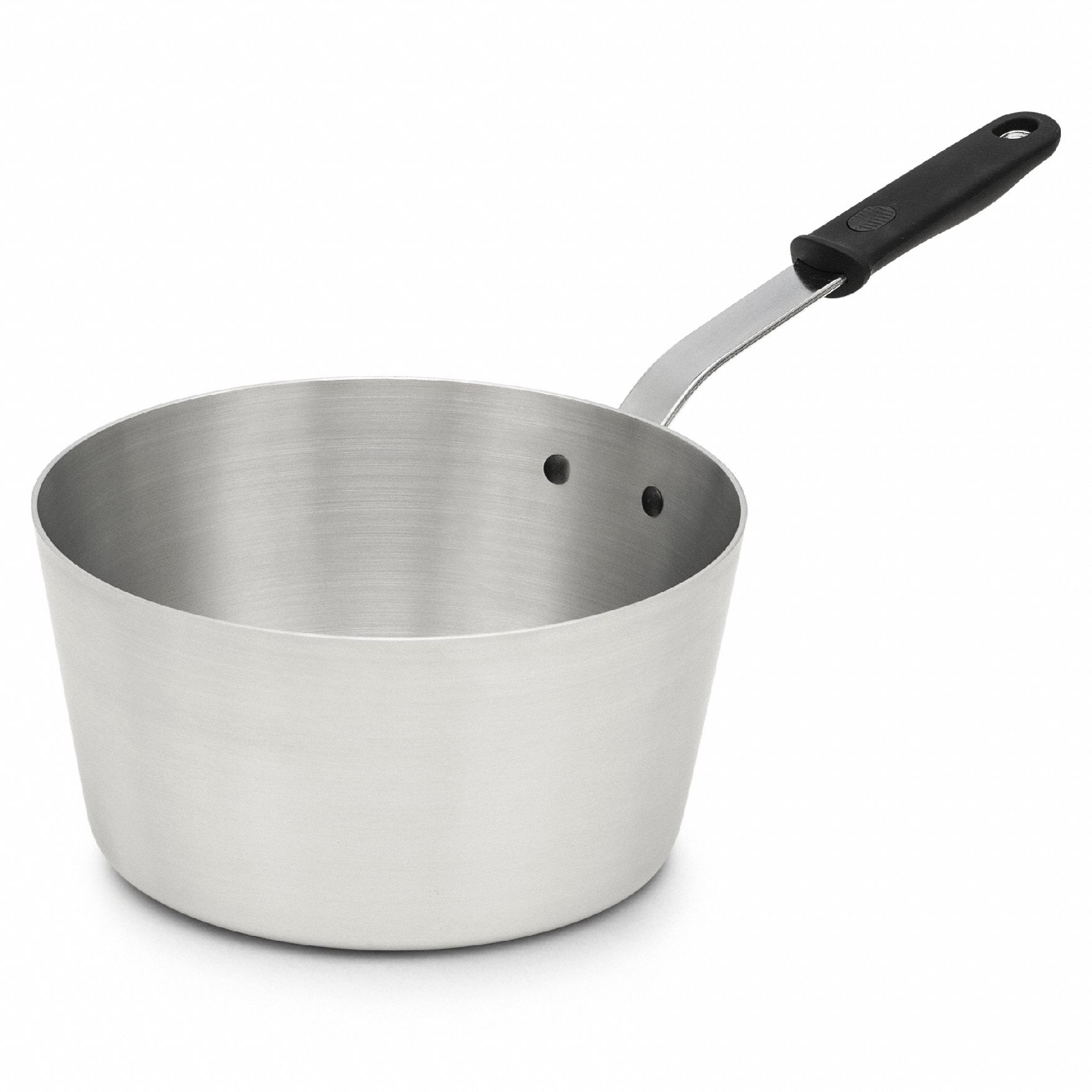 Sauce Pan: 7 qt Capacity, Aluminum, Riveted, Black, Silicone Handle, NSF Certified, Metal