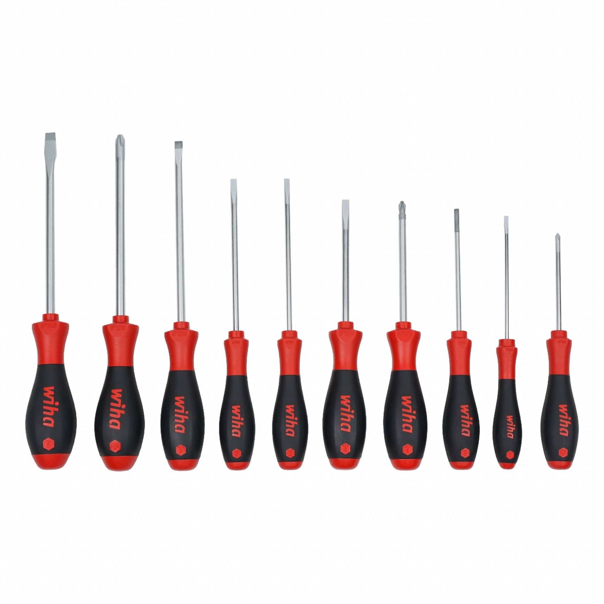 Screwdriver Set: 1-10 Pieces, 10 Pieces, Phillips/Slotted Tip, Cushion Grip, Box