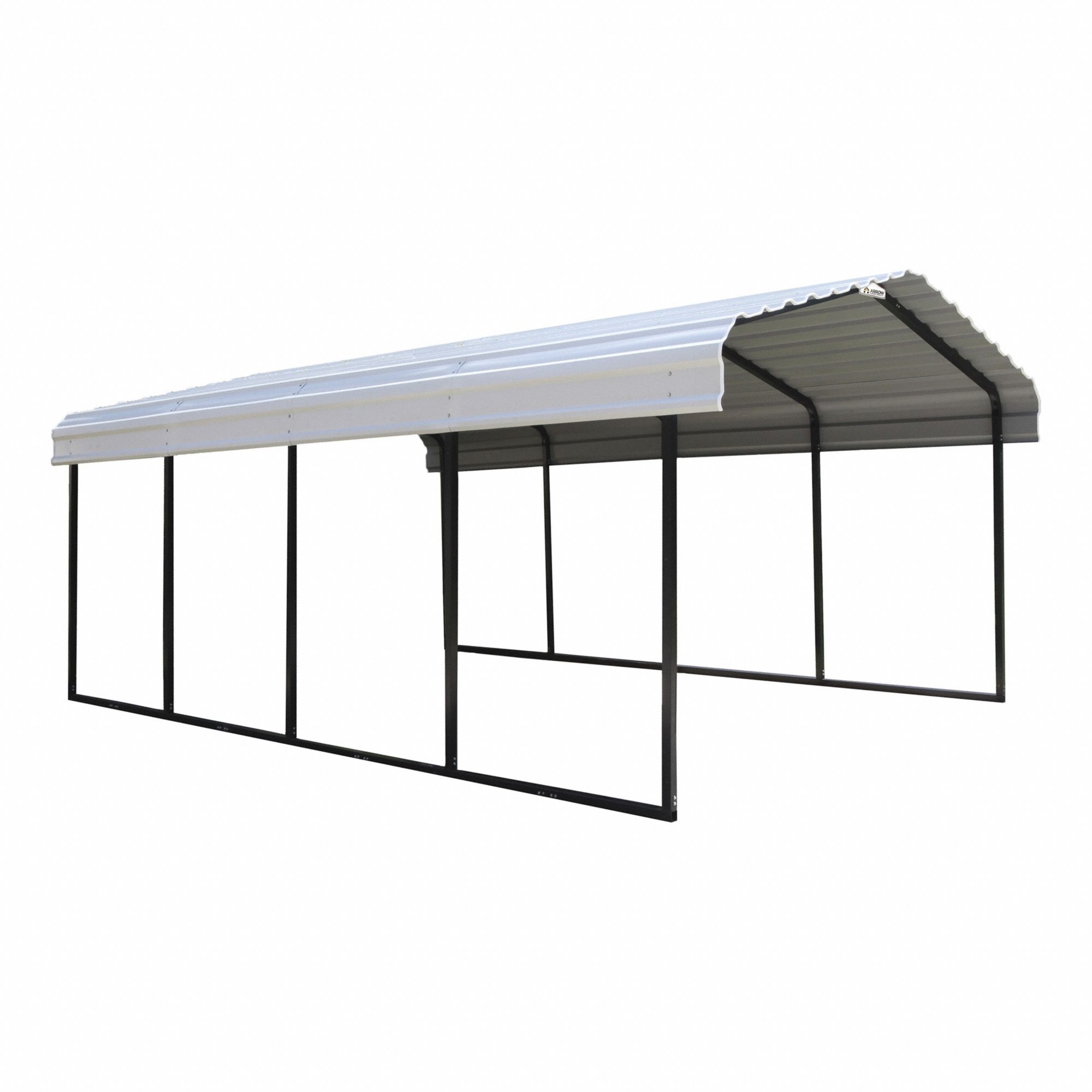 Carport: 20 ft Overall Lg, 12 ft Overall Wd, 7 ft Overall Ht, Powder Coated, Galvanized Steel