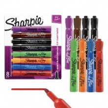 FLIP CHART MARKERS: Bullet, Capped, Std, Non-Washable, Non-Toxic, 8 per Pack, Assorted