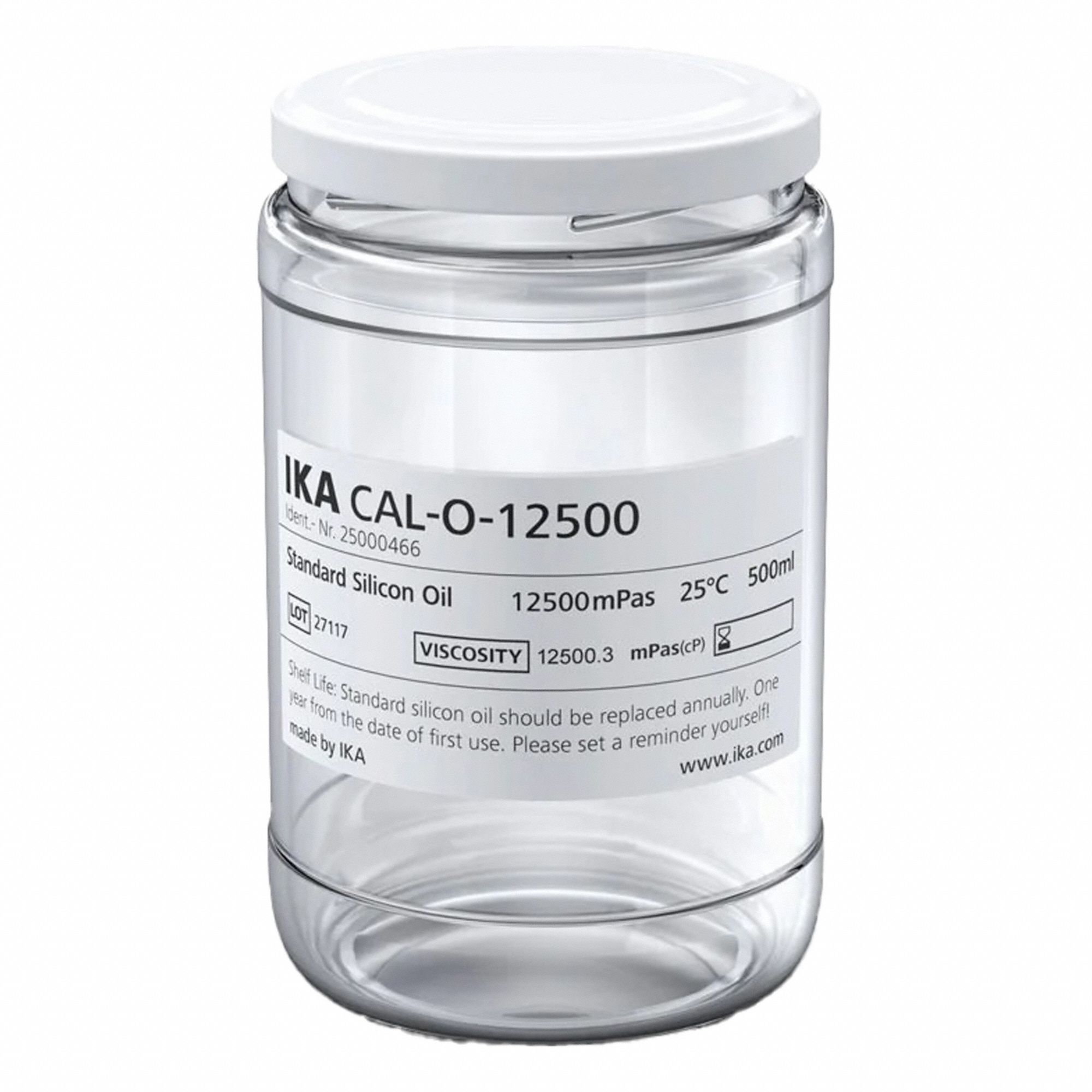 Viscosity Standard - Silicon Oil: Lab, 500 mL, 12500 cps, Std, Liquid, Jar, Clear Glass, 1