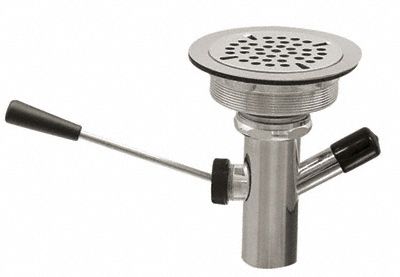 Drain Assembly: 4 1/2 in Overall Dia, 1 1/2 in Pipe Dia, Stainless Steel, Threaded