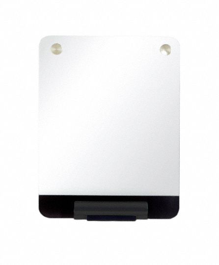 Dry Erase Board: Glass, Frameless Style, 16 in Overall Ht, 12 in Overall Wd, White