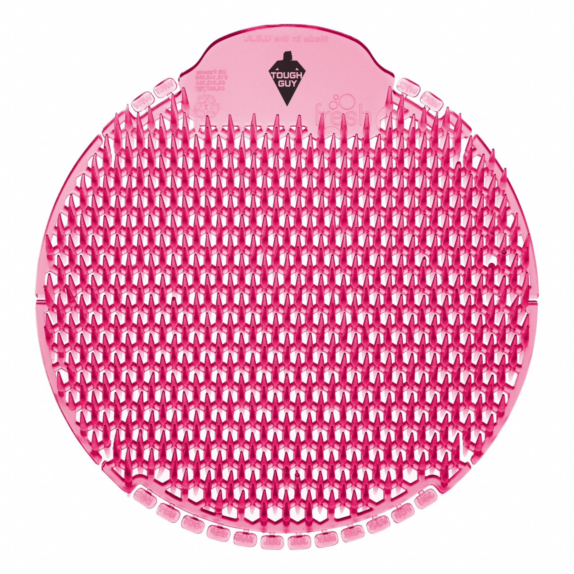 Urinal Screen: Non-Para, Round, 2 lb Container Size, Red, Spiced Apple, Slant7, 10 PK