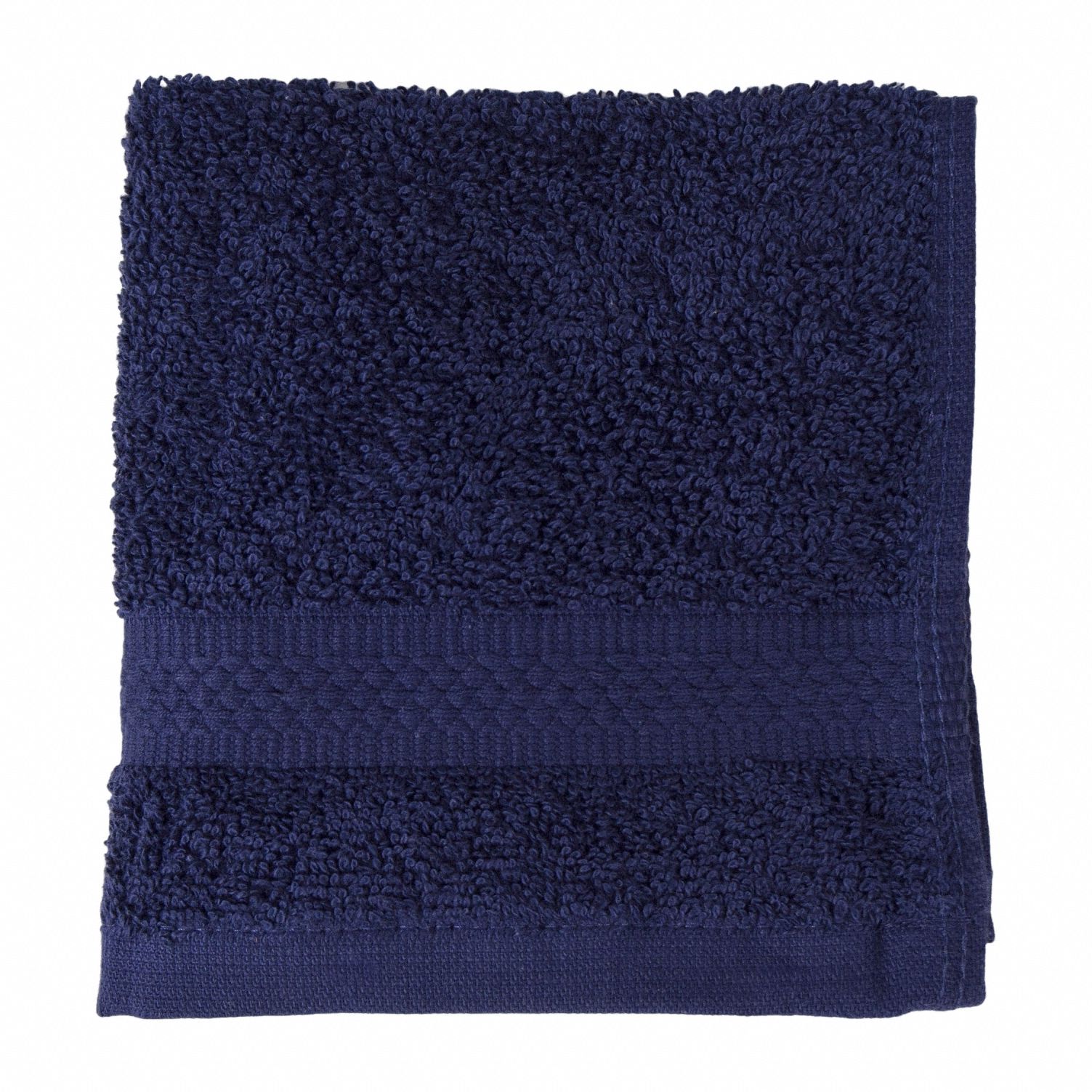 Wash Cloth: Navy, 13 in Overall Lg, 13 in Overall Wd, 1-1/2 lb/dozen, 100% Cotton Material