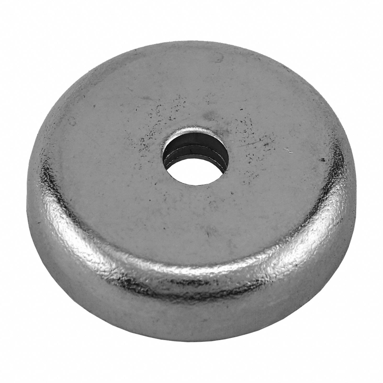 Rare Earth Magnet: Neodymium, 1 in Outside Dia, 0.191" Tap Size, 0.25 in Thick, 42