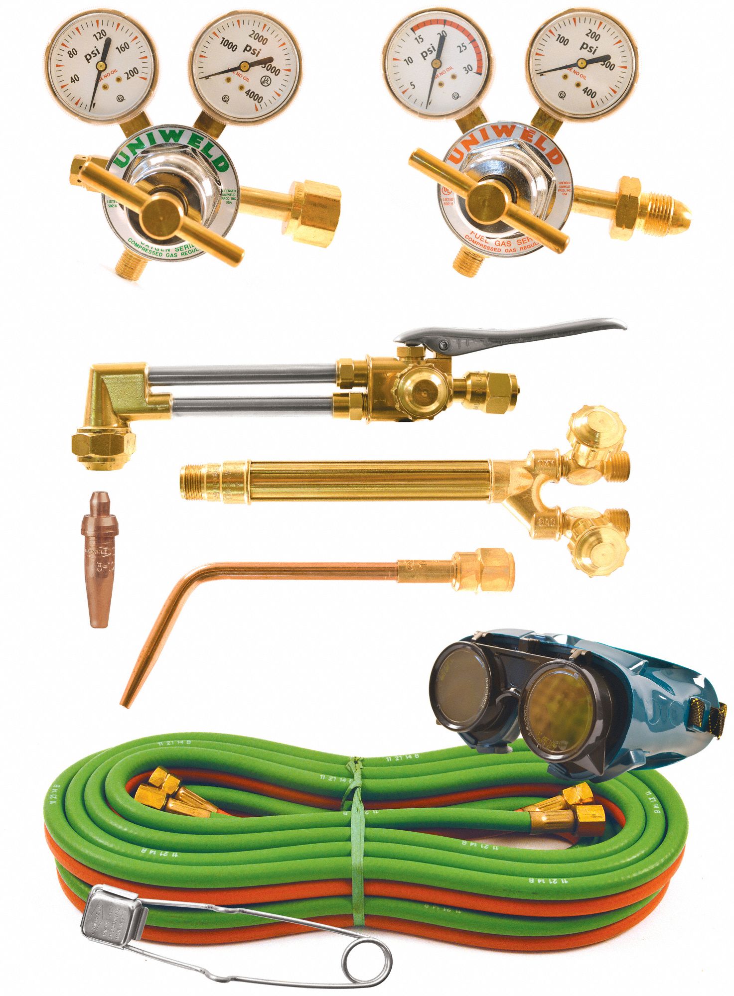 UNIWELD Gas Welding Outfit Acetylene, CGA 510 39DM25KR350 Grainger