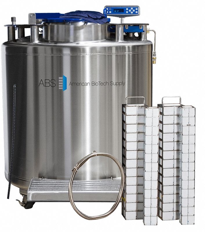 Cryogenic Storage System: 698 L Capacity, 45 in Overall Dia, Stainless Steel