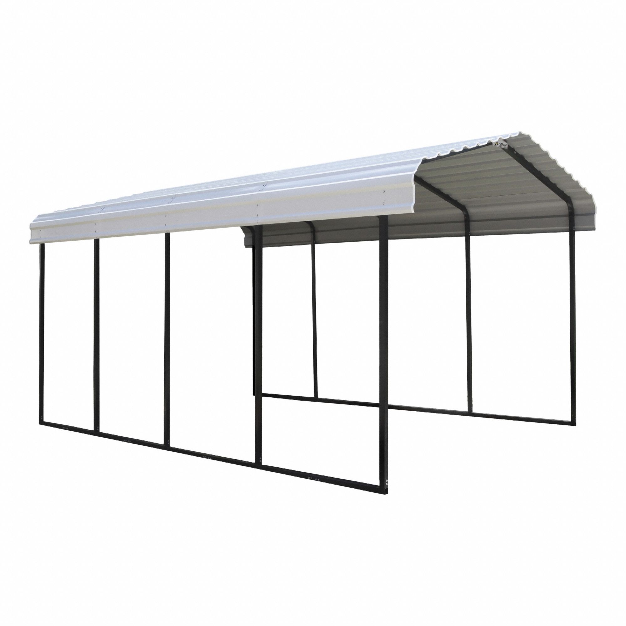 Carport: 20 ft Overall Lg, 12 ft Overall Wd, 9 ft Overall Ht, Powder Coated, Galvanized Steel