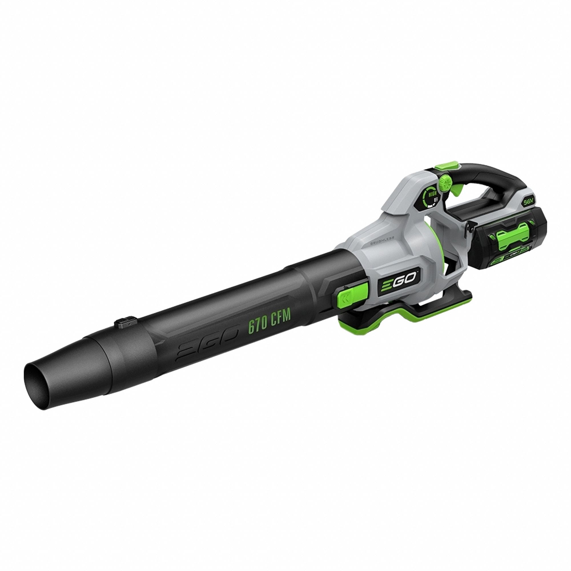 Battery-Powered Handheld Leaf Blower: POWER+, 670 cfm Max. Air Flow, 180 mph Max. Air Speed