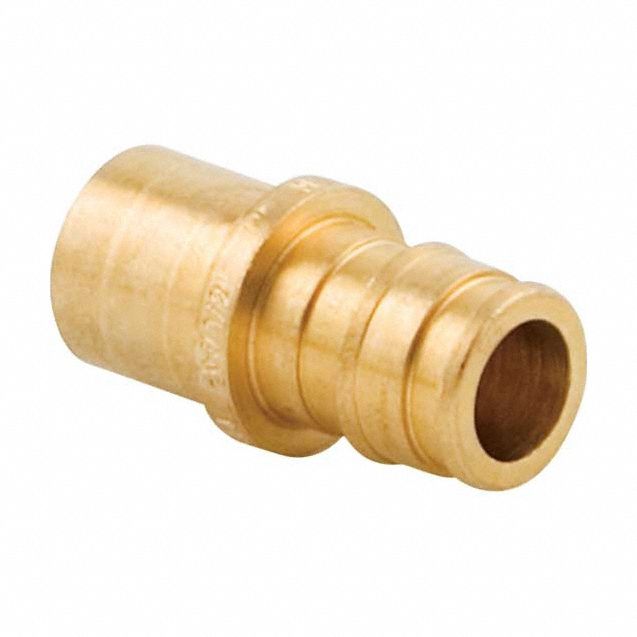 Barbed Fitting Adapter: 1/2 in ID x 1/2 in Pipe Size, Barbed x Cup, Brass/Copper, Expansion