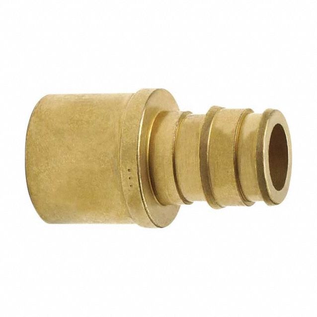 Barbed Fitting Adapter: 3/4 in ID x 1 in Pipe Size, Barbed x Cup, Brass/Copper, Expansion