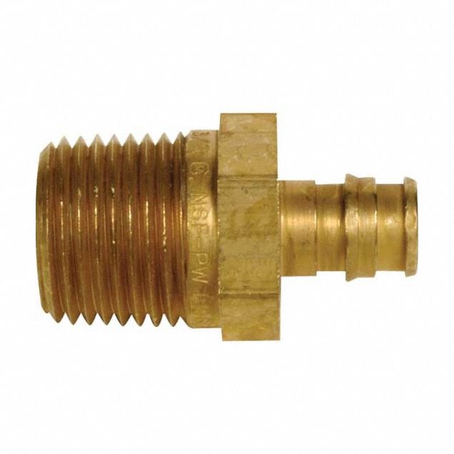 Barbed Fitting Adapter: 1 1/4 in ID x 1 1/4 in Pipe Size, Barbed x NPT, Brass, Expansion