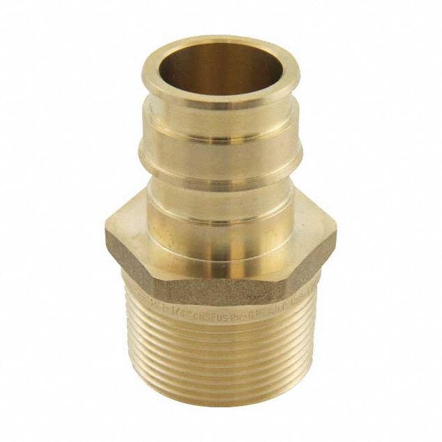 Barbed Fitting Adapter: 1 1/2 in ID x 1 1/2 in Pipe Size, Barbed x NPT, Brass, Expansion