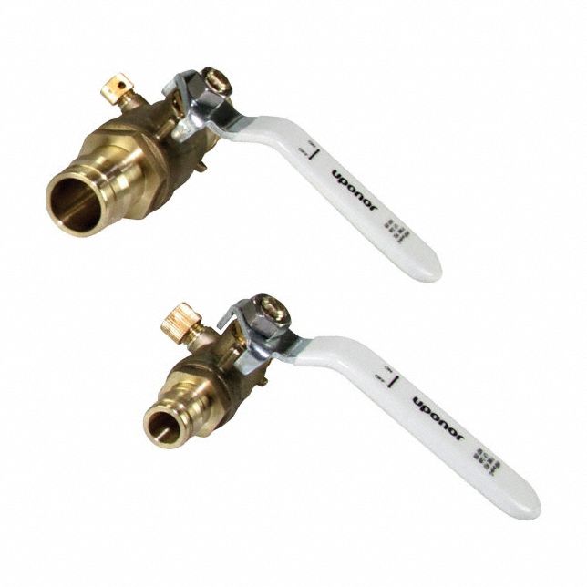 Manual Two-Way Ball Valve: 1 in, Brass, Straight, PEX x PEX, 250 psi Max. Pressure (CWP)