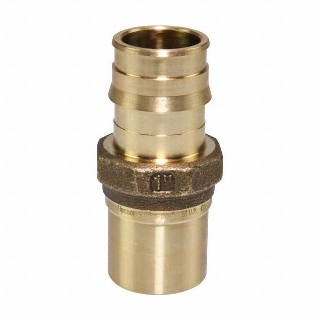 Barbed Fitting Adapter: 1 in ID x 1 in Pipe Size, Barbed x Press-fit, Brass/Copper, Expansion