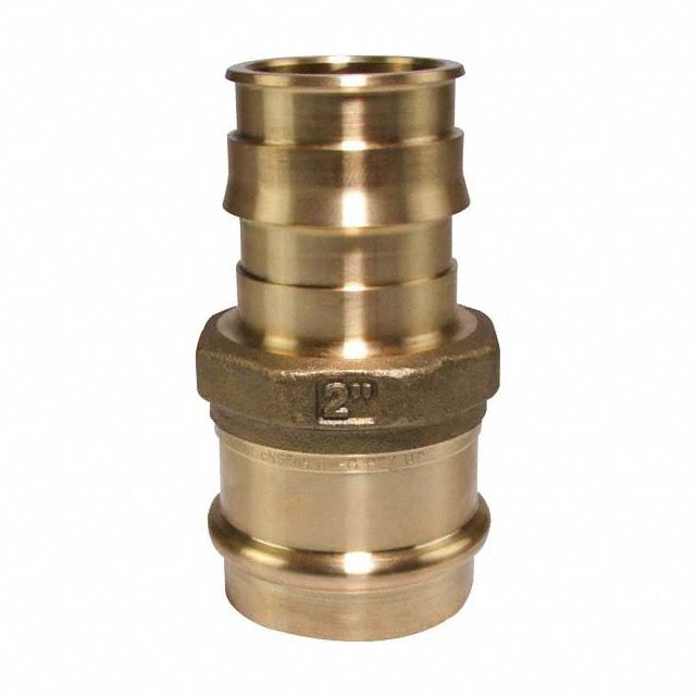 Barbed Fitting Adapter: 2 in ID x 2 in Pipe Size, Barbed x Press-fit, Brass/Copper, Expansion