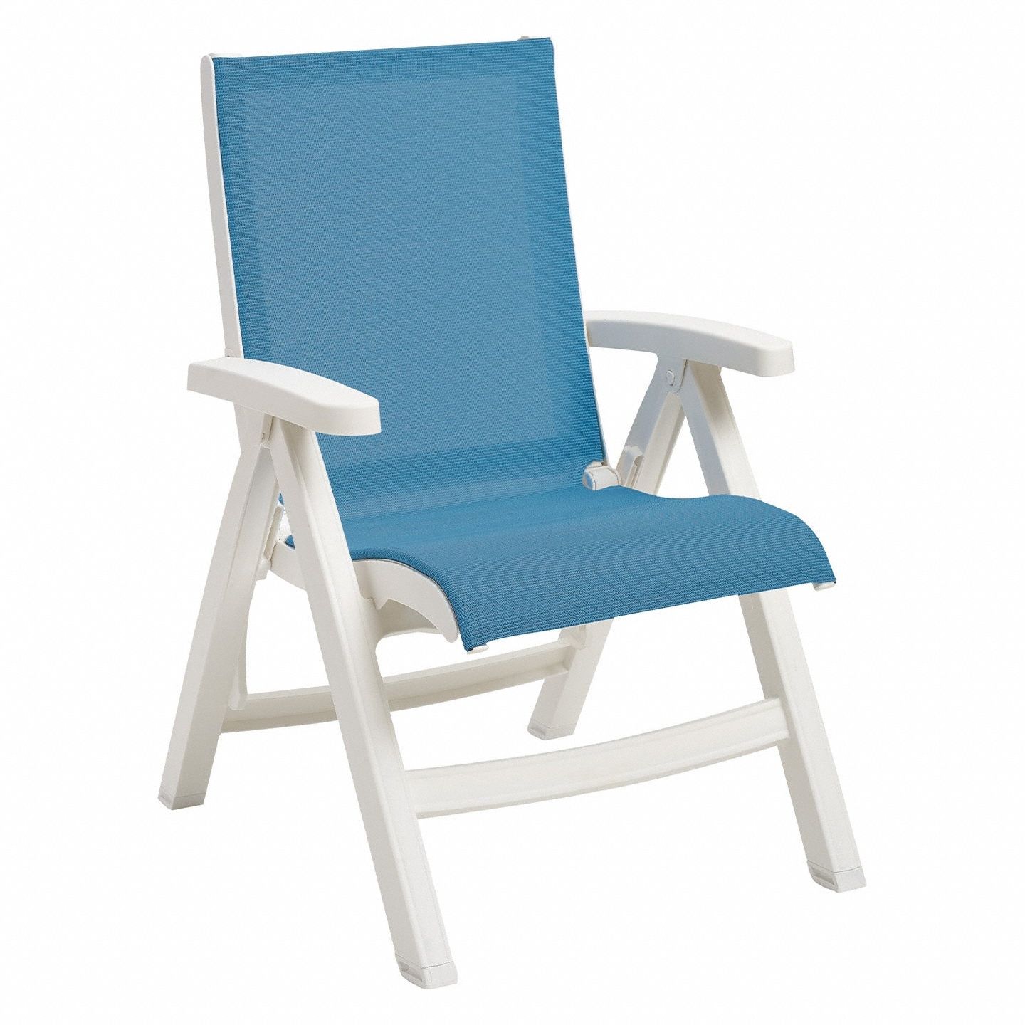 Folding Chair: Sky Blue, White, Matte, 18 1/2 in Seat Ht, 25 in Seat Wd, 29 in Seat Dp