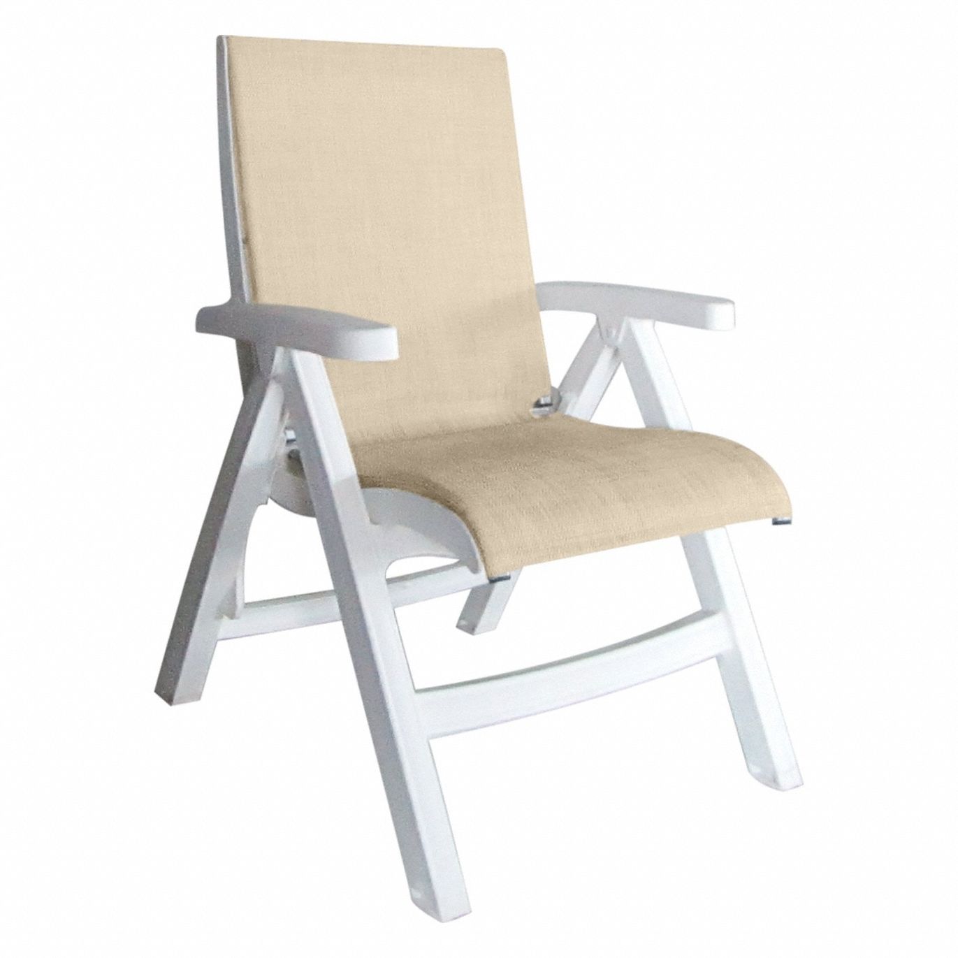 Folding Chair: Straw, White, Matte, 18 1/2 in Seat Ht, 25 in Seat Wd, 29 in Seat Dp