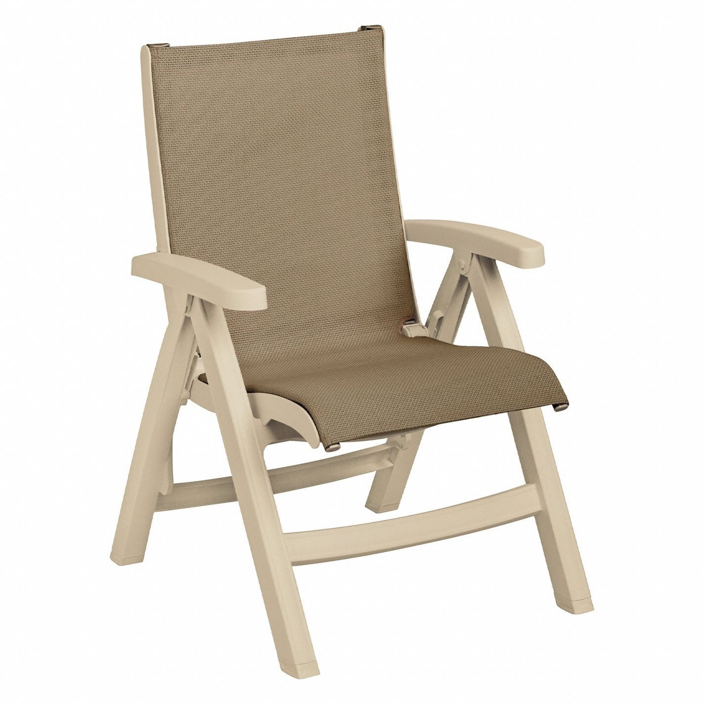 Folding Chair: Taupe, Sandstone, Matte, 18 1/2 in Seat Ht, 25 in Seat Wd, 29 in Seat Dp