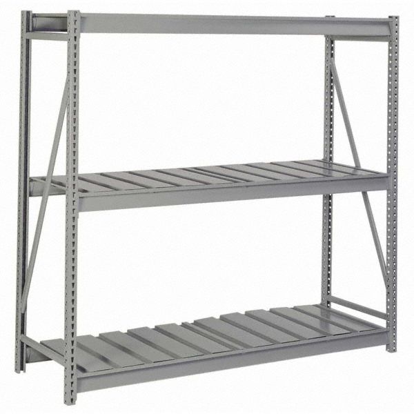 Bulk Storage Rack: Starter, Medium-Duty, 96 in x 24 in x 72 in, Ribbed Steel, 3 Shelves