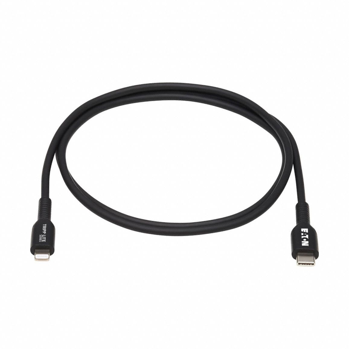 Usb Cable: Type C End 1, Lightning End 2, Black, 6.6 ft Lg, 2.0 USB Specification