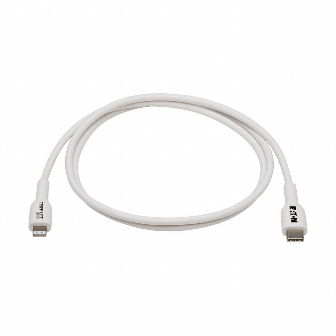 Usb Cable: Type C End 1, Lightning End 2, White, 3.3 ft Lg, 2.0 USB Specification