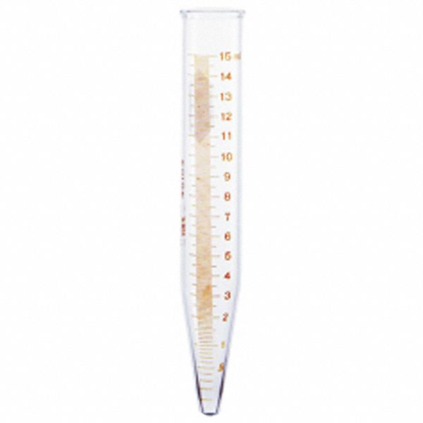 Conical Centrifuge Tube: 3.3 Borosilicate Glass, 15 mL, 17 mm Body Dia, 118 mm Overall Ht, Clear