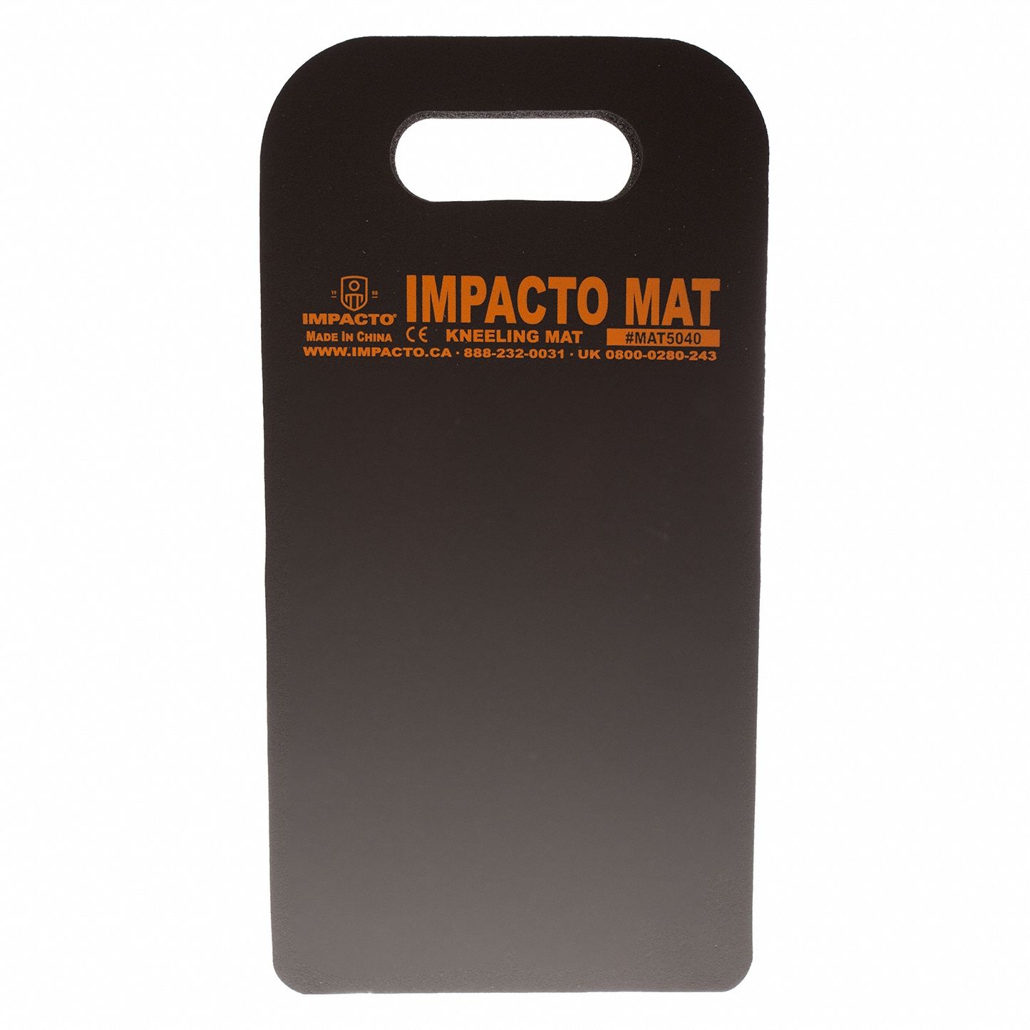 KNEELING PAD, 8 IN X 16 IN, 1 IN THICK, CUTOUT HANDLE, BLACK