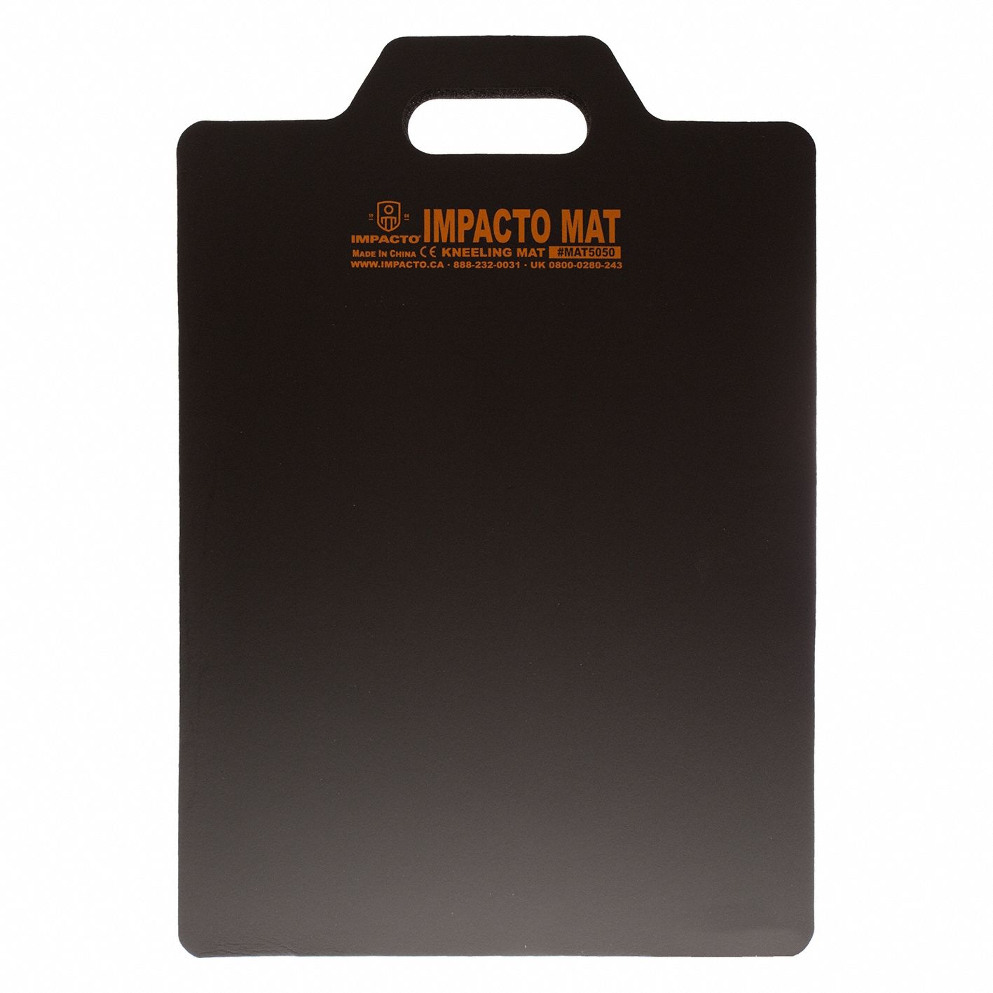 KNEELING PAD, 14 IN X 21 IN, 1 IN THICK, CUTOUT HANDLE, FOAM/RUBBER, BLACK