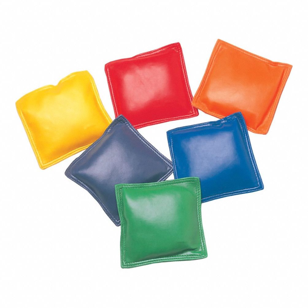 Bean Bag Set: 5 in Game Piece Lg, Green/Orange/Purple/Red/Royal Blue/Yellow