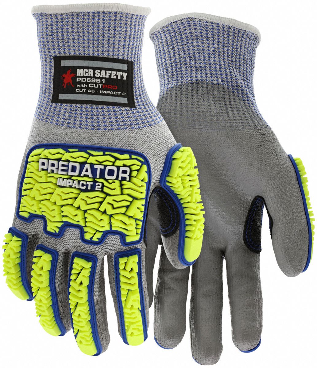 Mechanics Gloves: L, Mechanics Glove, Hypermax®, ANSI Cut Level A6, Palm and Fingers, 1 PR