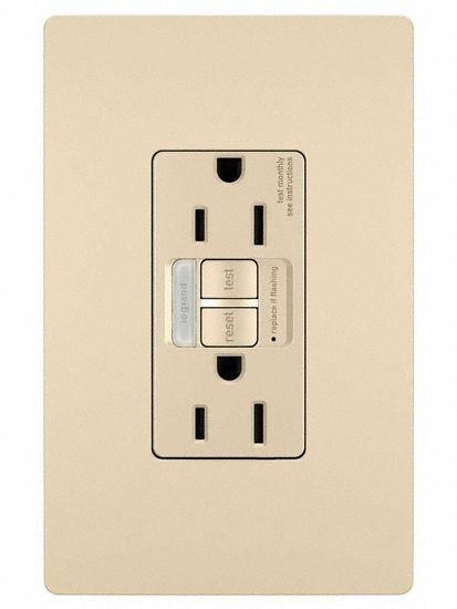 LEGRAND GFCI: Duplex, 5-15, Ivory, GFCI, 125V AC, 15 A, 2 Pole / 3 Wire (MPN 1597NTLTRI)