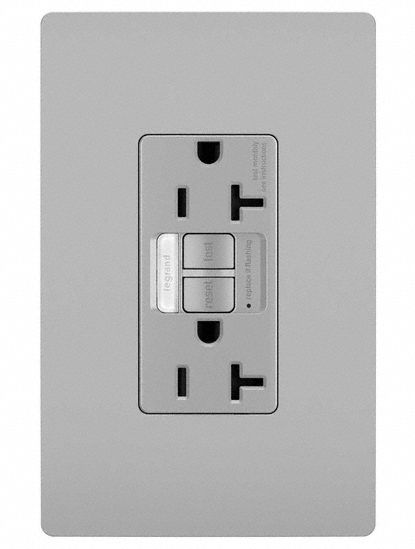 LEGRAND GFCI-USB: Duplex, 5-20, Gray, GFCI, 125V AC, 20 A, 2 Pole / 3 Wire (MPN 2097NTLTRGRY)